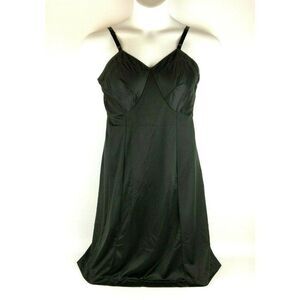 Sears Ladies Full Slip 36 Bust Black Nylon Silky Adjustable Straps Vintage